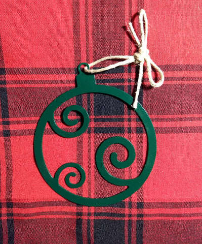 Hunter Green Swirly Christmas Ornament
