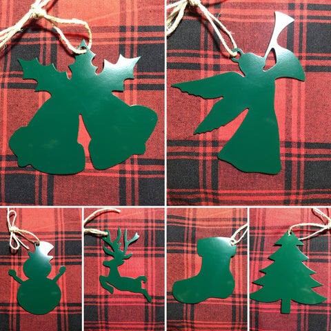 Hunter Green Christmas Ornamnets -set of six