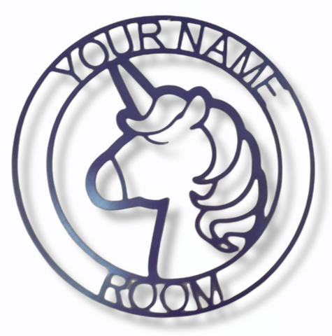 Custom 'UNICORN Your Name/Room' Metal Wall Art